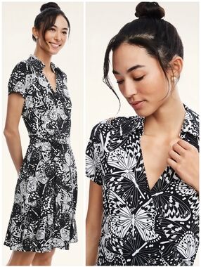 Brooks Brothers Butterfly Knit Jersey Wrap Dress, L